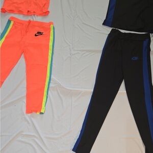 Nike Kids' Neon Orange and Black Track Pants Set